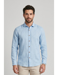 Datch camicia in lino collo francese DM1951 [669d7f2a]