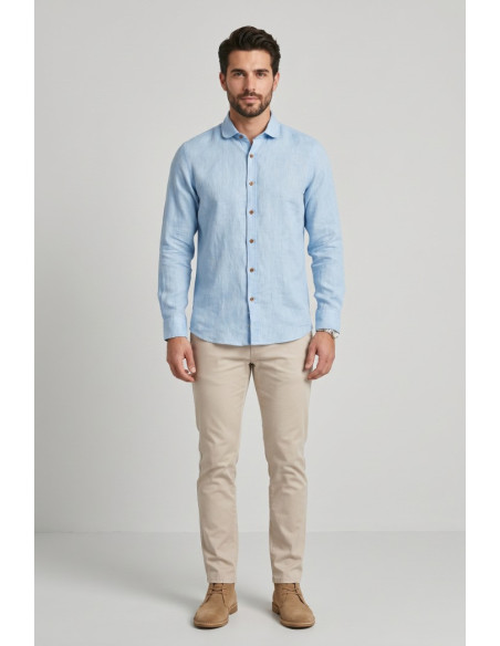 Datch camicia in lino collo francese DM1951 [08a6fd23]