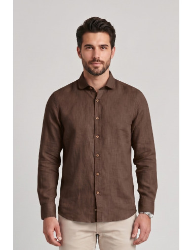 Datch camicia in lino collo francese DM1951 [acd31814]