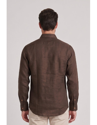 Datch camicia in lino collo francese DM1951 [75f55b19]