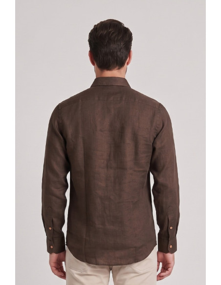 Datch camicia in lino collo francese DM1951 [75f55b19]
