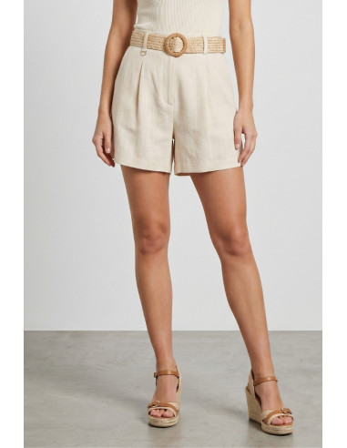 Influencer bermuda in misto viscosa e lino 05T0080 [3e6c0608]