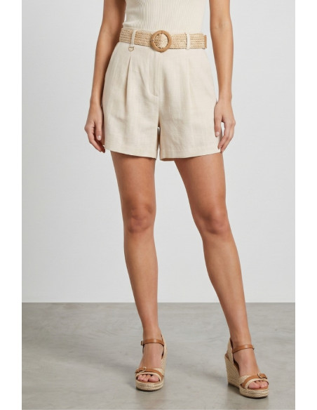 Influencer bermuda in misto viscosa e lino 05T0080 [3e6c0608]