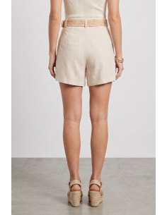 Influencer bermuda in misto viscosa e lino 05T0080 [3e6c0608] 2