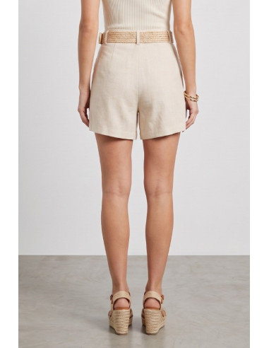 Influencer bermuda in misto viscosa e lino 05T0080 [e74a4505]