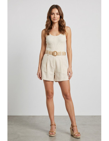 Influencer bermuda in misto viscosa e lino 05T0080 [50578401]