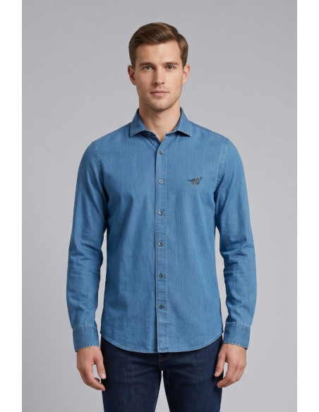 Henry Cotton's camicia in denim di cotone TIAGO [545b46d0]