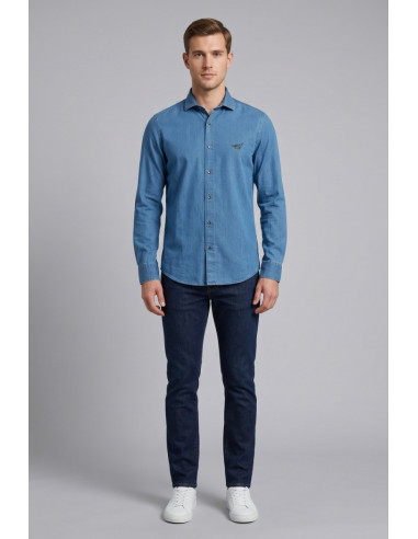 Henry Cotton's camicia in denim di cotone TIAGO [3a60c4d9]