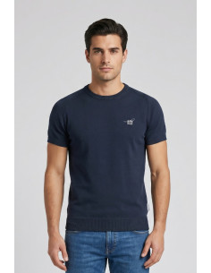 Henry Cotton's t-shirt filo di cotone con logo ricamato MG650798 [f124417c]