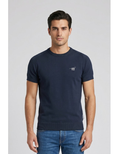 Henry Cotton's t-shirt filo di cotone con logo ricamato MG650798 [f124417c]