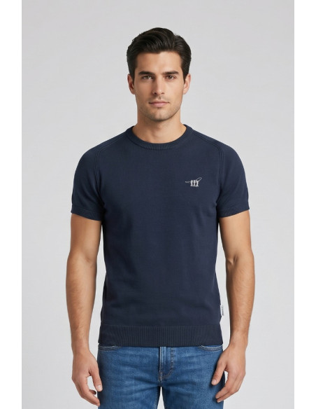 Henry Cotton's t-shirt filo di cotone con logo ricamato MG650798 [f124417c]