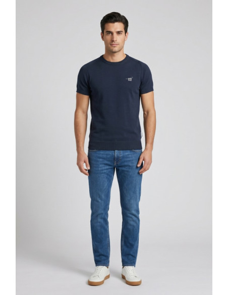 Henry Cotton's t-shirt filo di cotone con logo ricamato MG650798 [9f1fc375]