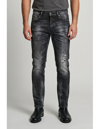 Drop Season 2 jeans in denim con spruzzi e rotture SS26D11 [d8446b56]