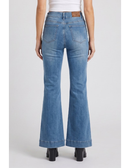 Influencer jeans flare in denim di misto cotone stretch 05P137 [caeb5472]