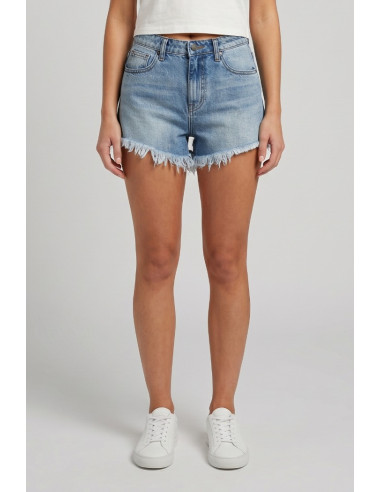 Drop Season 2 shorts in denim con fondo sfrangiato SS26W584 [4bbbc92c]
