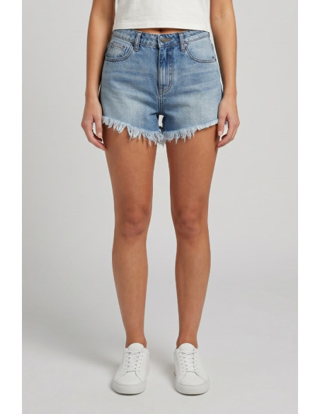 Drop Season 2 shorts in denim con fondo sfrangiato SS26W584 [4bbbc92c]