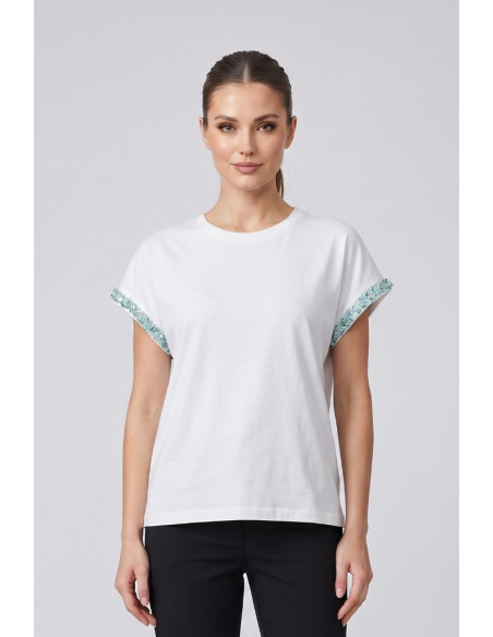 Influencer t-shirt in cotone stretch con dettagli in lurex 05AB248 [ff66547d]