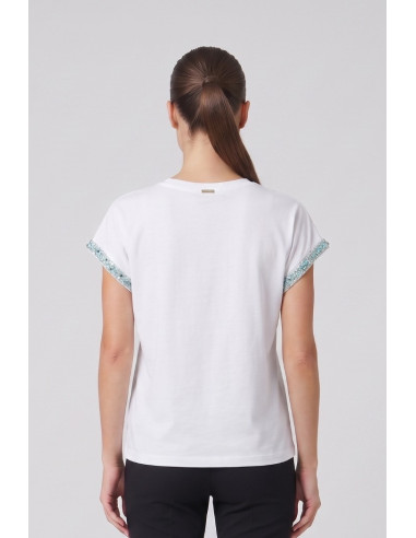 Influencer t-shirt in cotone stretch con dettagli in lurex 05AB248 [26401770]