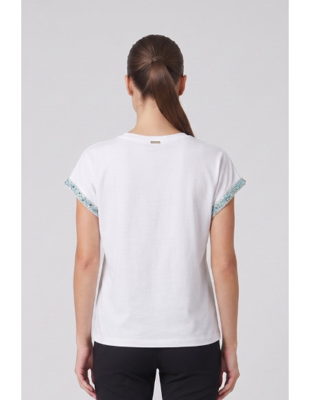 Influencer t-shirt in cotone stretch con dettagli in lurex 05AB248 [26401770]