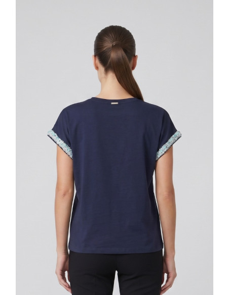 Influencer t-shirt in cotone stretch con dettagli in lurex 05AB248 [bd5ead76]