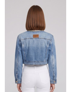 Influencer giubbino cropped in denim di misto cotone 05P129 [f3f8b713] 2