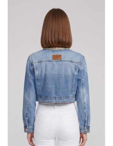 Influencer giubbino cropped in denim di misto cotone 05P129 [2adef41e]