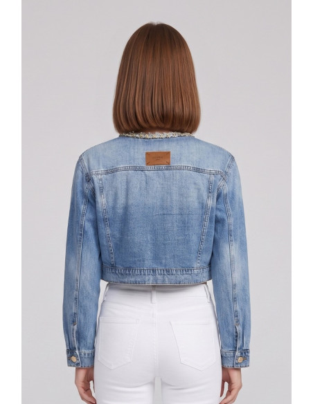 Influencer giubbino cropped in denim di misto cotone 05P129 [2adef41e]