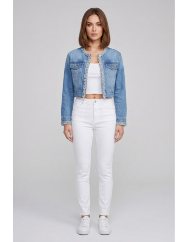 Influencer giubbino cropped in denim di misto cotone 05P129 [9dc3351a]