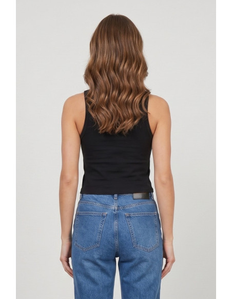 Moschino canotta in cotone stretch con stampa logo orso V6A8901-4410 [4abadb62]