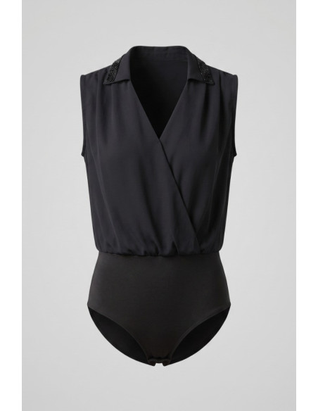 Influencer bodysuit con strass sul colletto 05Y184 [665bb4e8]