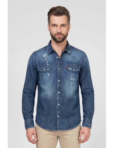 Patriot camicia in denim di cotone CU123 [8e42687a]