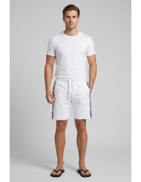 Moschino bermuda in cotone stretch con bande logate V1A6885-4409 [776edb09]