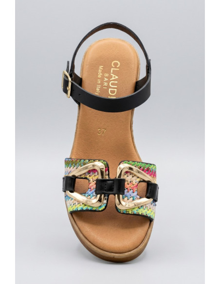 Claude sandalo zeppa con fascia multicolor F129 [fc2cd3e7]