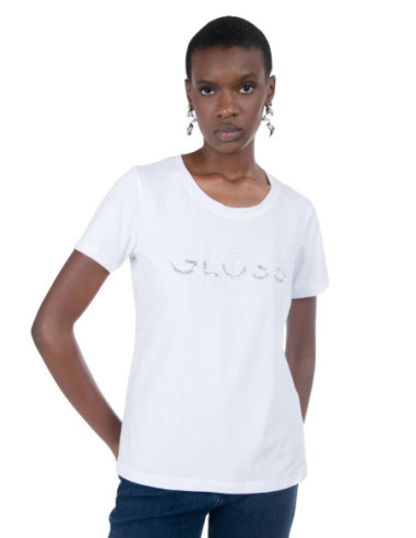 Influencer t-shirt girocollo con strass e paillettes 03AB186 [efa16eab]