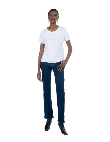 Influencer t-shirt girocollo con strass e paillettes 03AB186 [84caabbc]