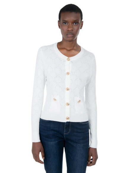 Influencer cardigan girocollo con bottoni oro 03H93722 [9465af8e]