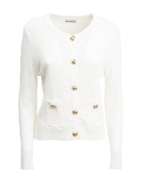 Influencer cardigan girocollo con bottoni oro 03H93722 [4813ab9d]