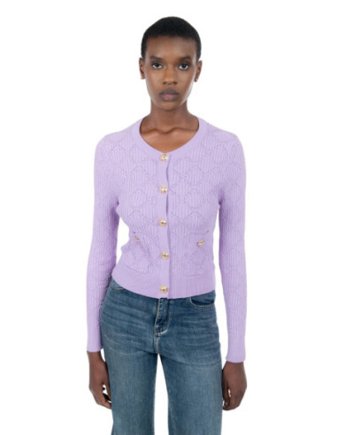 Influencer cardigan girocollo con bottoni oro 03H93722 [7afd6fb9]