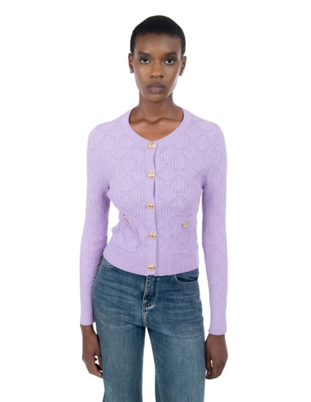 Influencer cardigan girocollo con bottoni oro 03H93722 [7afd6fb9]
