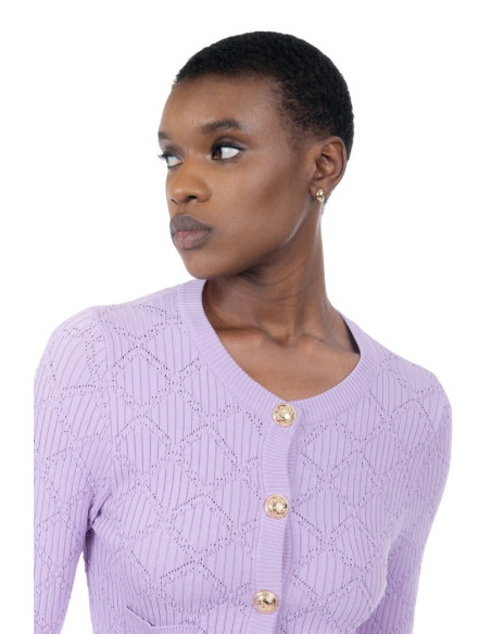 Influencer cardigan girocollo con bottoni oro 03H93722 [a3db2cb4]