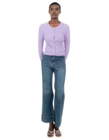 Influencer cardigan girocollo con bottoni oro 03H93722 [1196aaae]