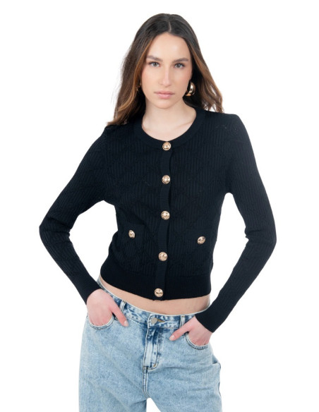Influencer cardigan girocollo con bottoni oro 03H93722 [bf671702]