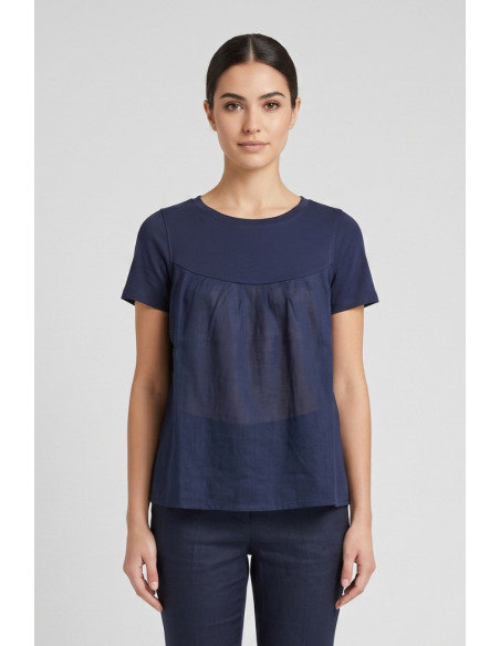 Blash t-shirt in cotone e inserto in mussola BS1710001 [cb40fbb4]