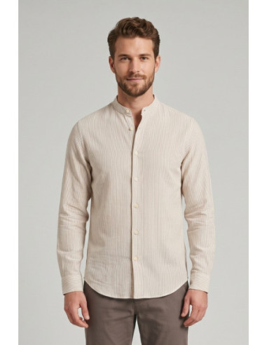 Markup camicia rigata in lino e cotone MK493016 [b5a1e28e]
