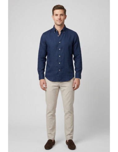 Markup camicia collo button down in lino MK13004 [8d9e8800]
