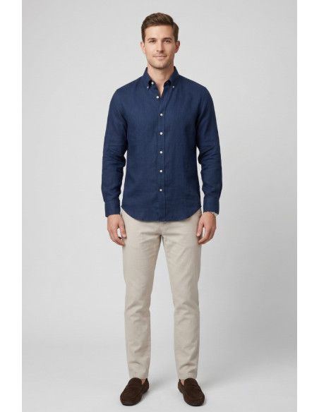 Markup camicia collo button down in lino MK13004 [8d9e8800]