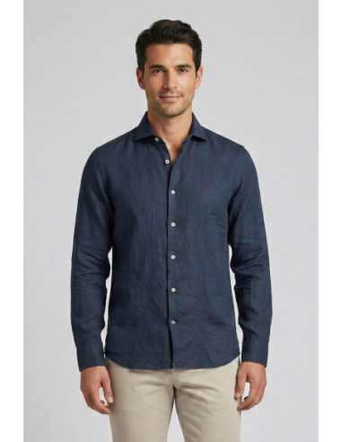 Markup camicia in lino con collo francese MK13003 [cba8d1a8]