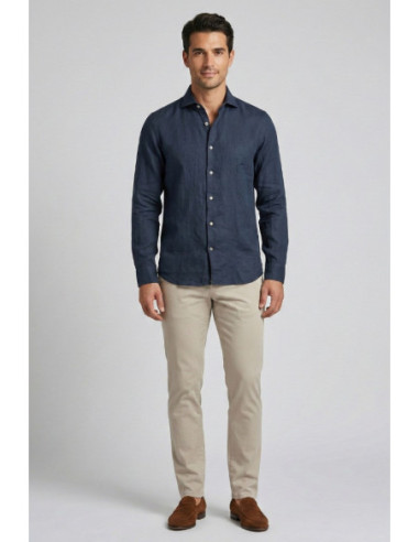Markup camicia in lino con collo francese MK13003 [a59353a1]