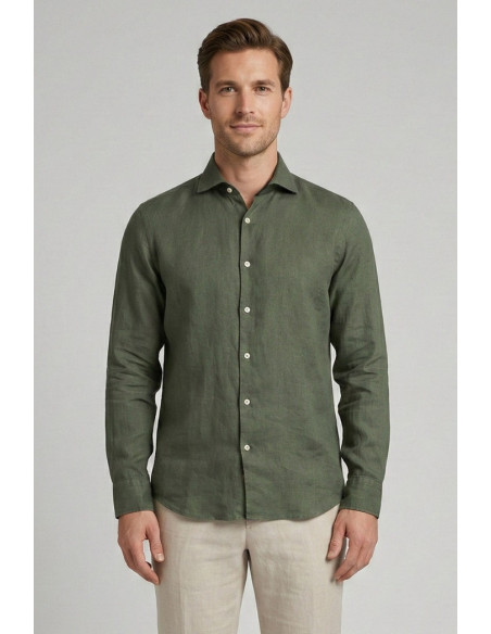 Markup camicia in lino con collo francese MK13003 [31d0034b]