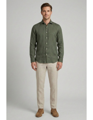 Markup camicia in lino con collo francese MK13003 [5feb8142]